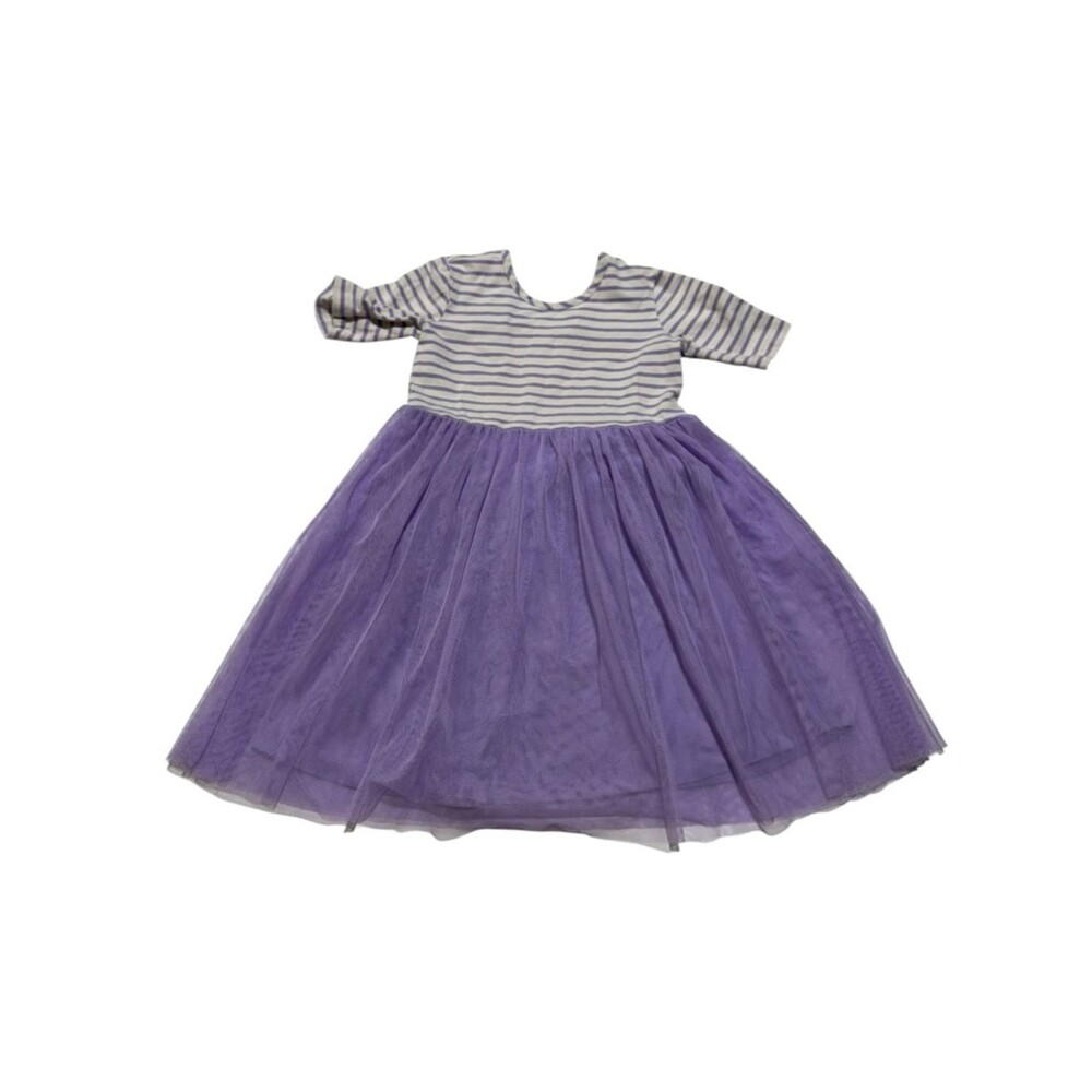 Hanna Andersson Tulle Purple Striped T-Shirt Dress